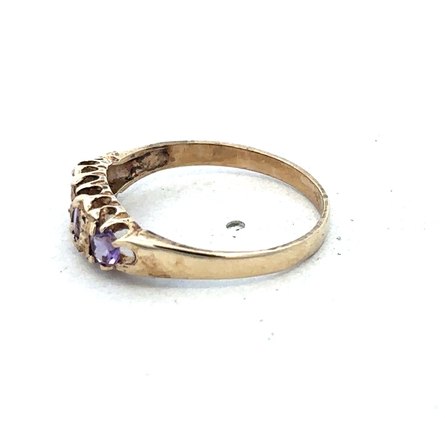 9ct yellow gold ring size N by Reeves and Sons, featuring a smooth polished band and classic design.