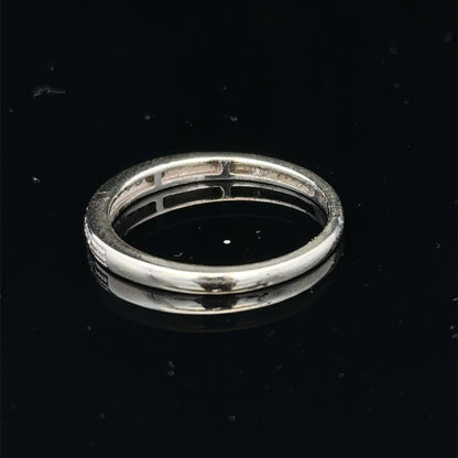 9ct white gold half eternity diamond ring with small round diamonds, size N, crafted by Reeves and Sons.
