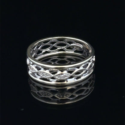 9ct white gold diamond ring in size L with sparkling diamonds, crafted by Reeves and Sons.
