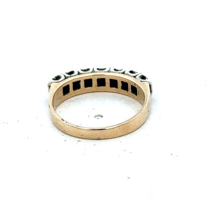 9ct yellow gold sapphire and diamond ring with size K, featuring a central sapphire and diamond accents, crafted by Reeves and Sons.