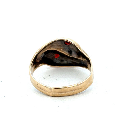 9ct yellow gold ring size R by Reeves and Sons, featuring a polished band and classic design.