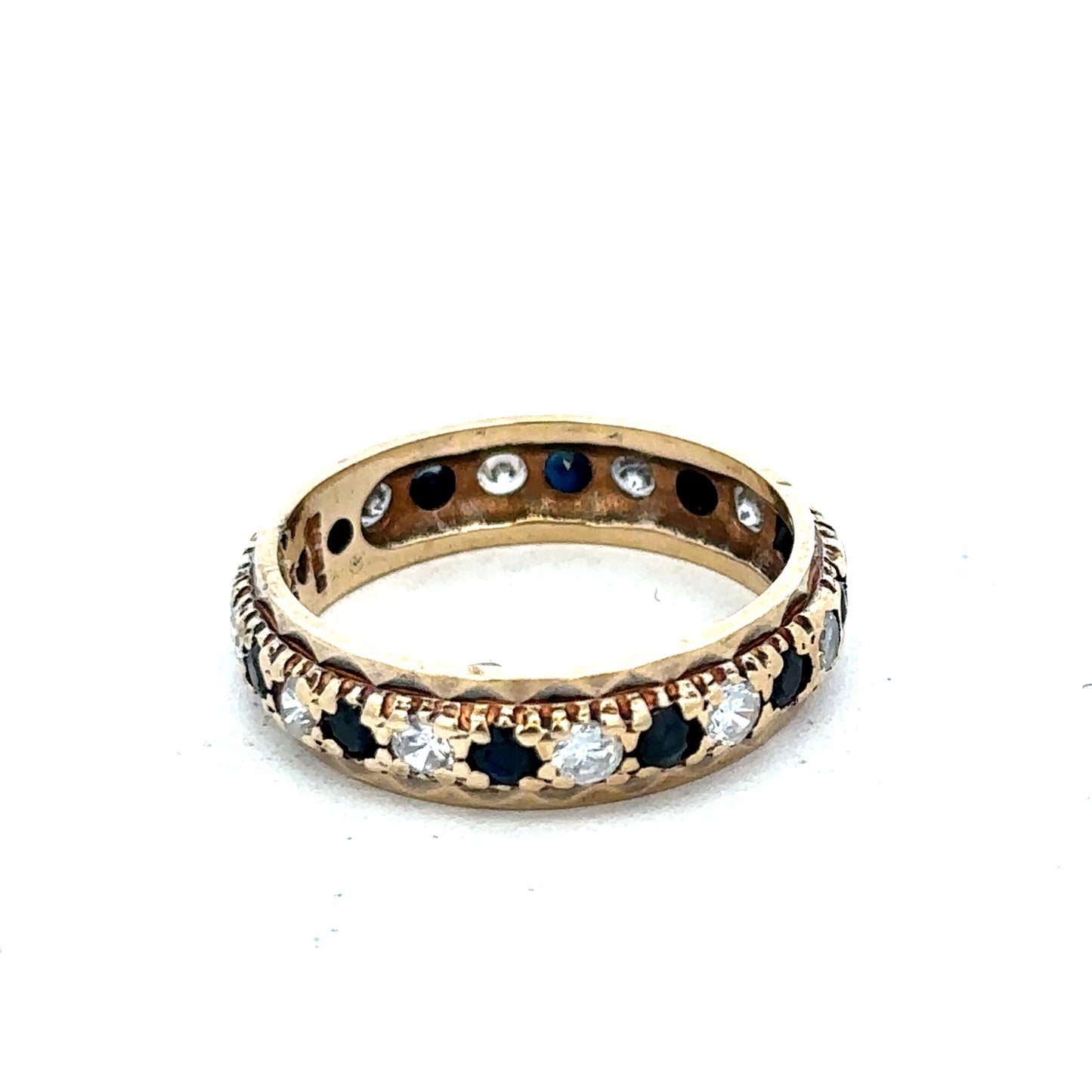 9ct yellow gold ring size M1/2 by Reeves and Sons, featuring a polished band and classic design.