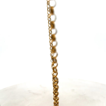 9ct yellow gold belcher chain weighing 15g, featuring interlinked round links, from Reeves and Sons.