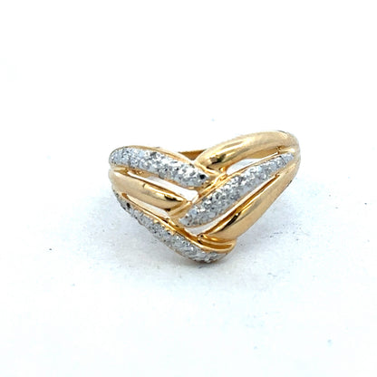 18ct yellow gold diamond ring by Reeves and Sons featuring sparkling diamonds and a sleek, elegant design.