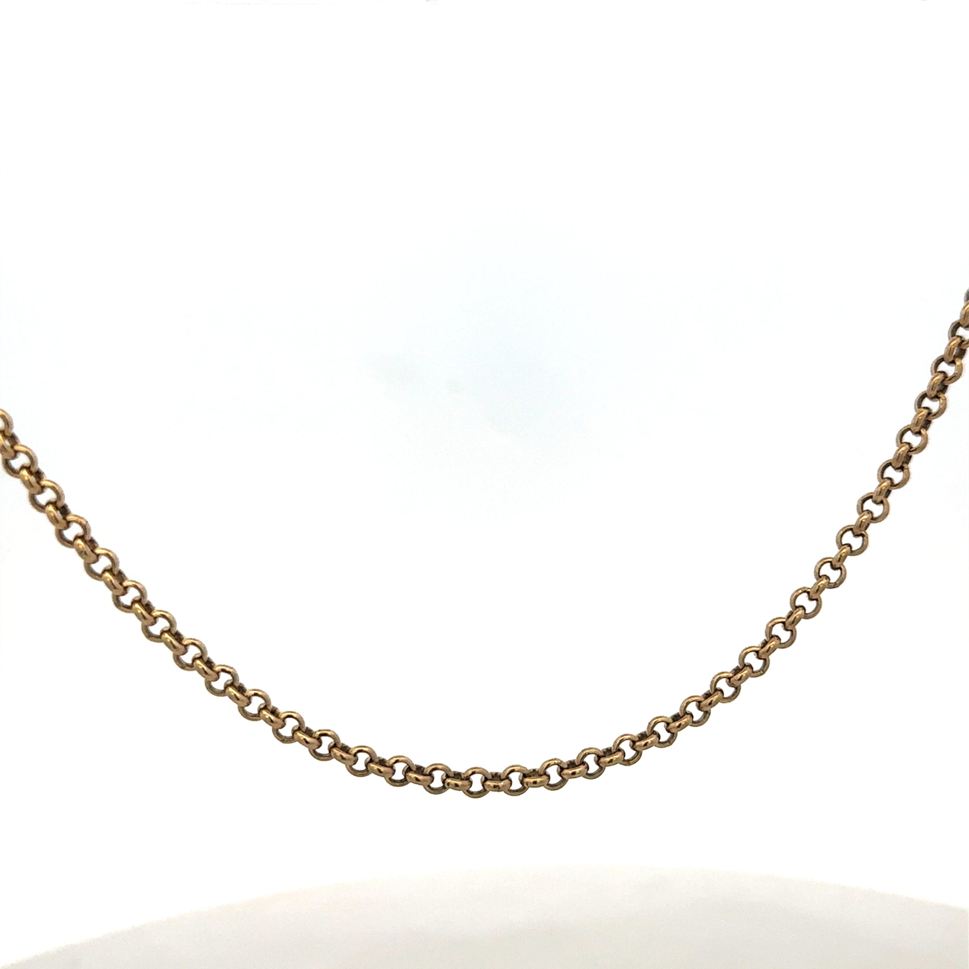 9ct yellow gold belcher chain from Reeves and Sons, 13.4g, showcasing its polished links and durable design.