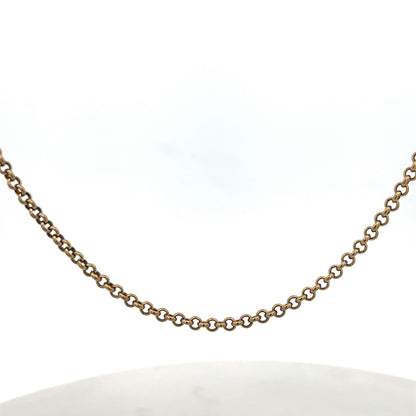 9ct yellow gold belcher chain weighing 13.4g from Reeves and Sons, close-up of the textured link design on a plain background.