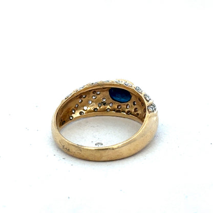 18ct yellow gold diamond ring in size P by Reeves and Sons, featuring a delicate band with sparkling diamonds.