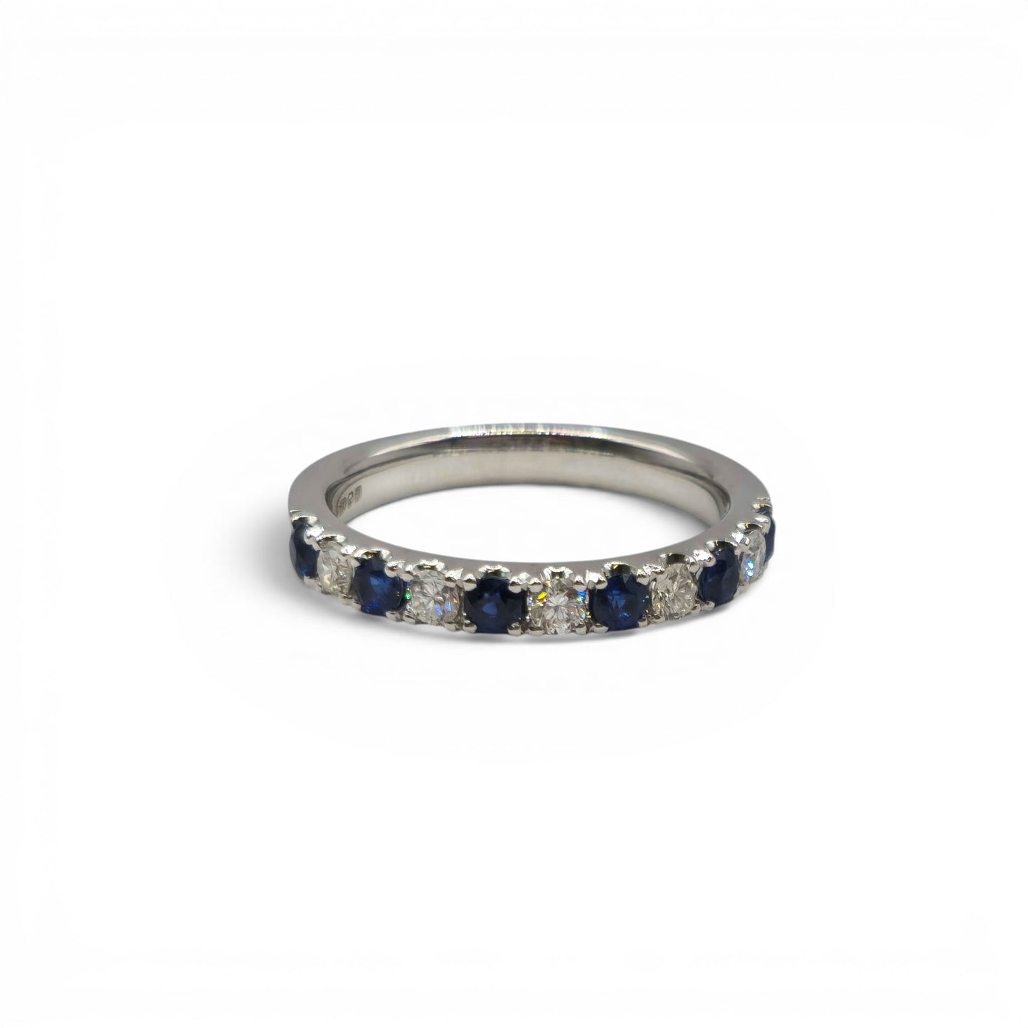 18ct white gold sapphire and diamond  half  eternity ring  sh27169b