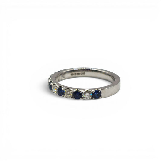 18ct white gold sapphire and diamond  half  eternity ring  sh27169b