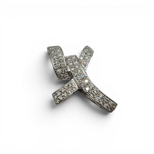 18ct white gold diamond abstract cross pendent  sh24900l