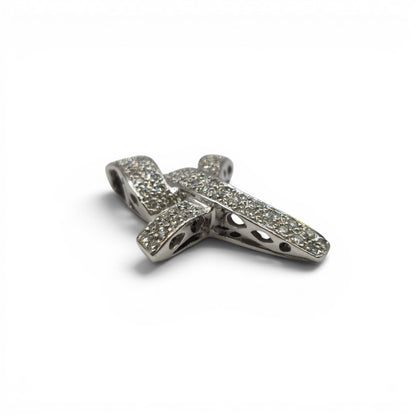 18ct white gold diamond abstract cross pendent  sh24900l