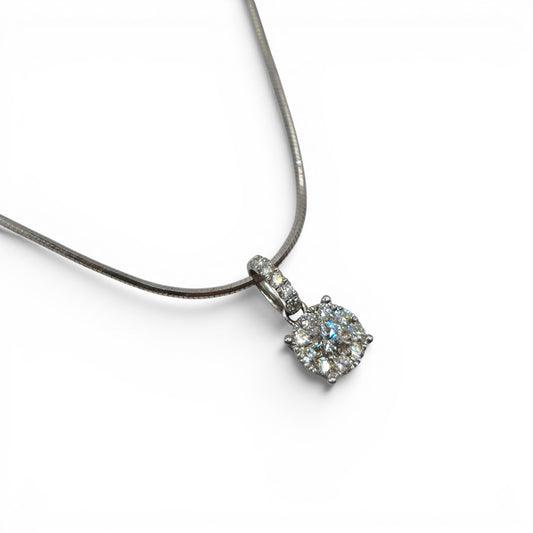 18ct white gold diamond cluster pendent and chain sh27250b