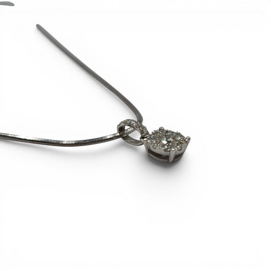 18ct white gold diamond cluster pendent and chain sh27250b