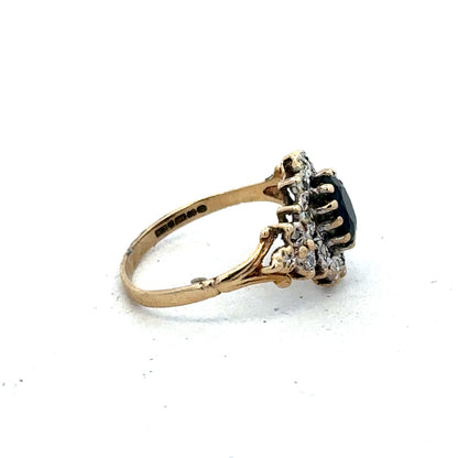 9ct yellow gold sapphire and diamond ring size L (sh25292l)