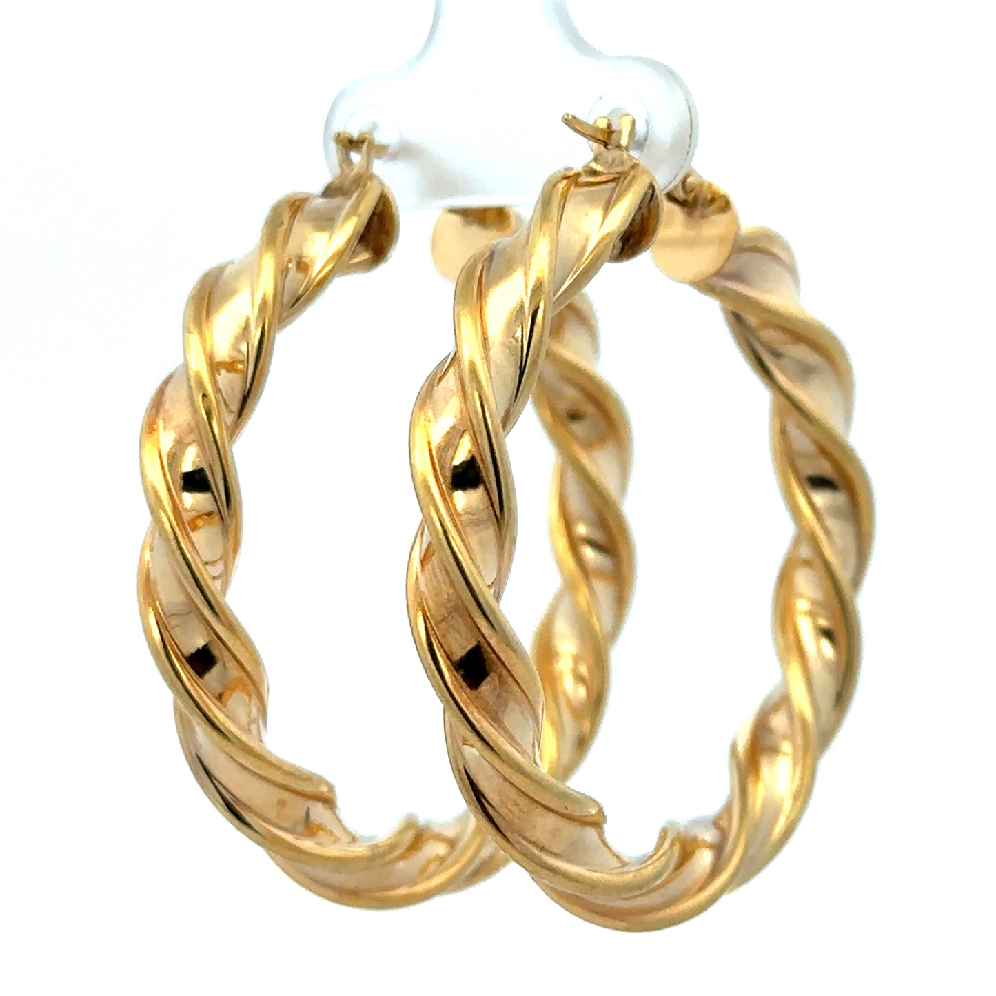 9ct yellow gold hoop earrings weighing 4.6g, featuring a classic circular design by Reeves and Sons.