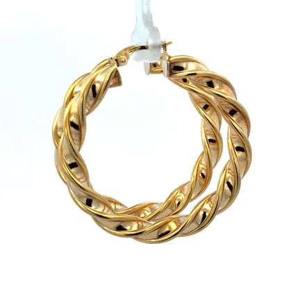 Reeves and Sons 9ct yellow gold hoop earrings, lightweight 4.6g with a classic circular design, suitable for everyday wear.