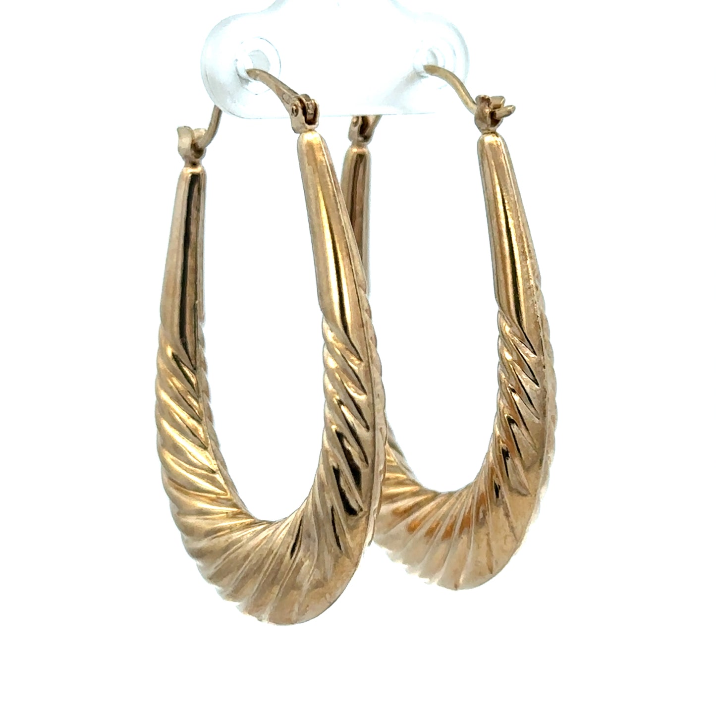 9ct yellow gold hoop earrings weighing 3.4g, stylish jewelry designed for everyday wear, by Reeves and Sons.