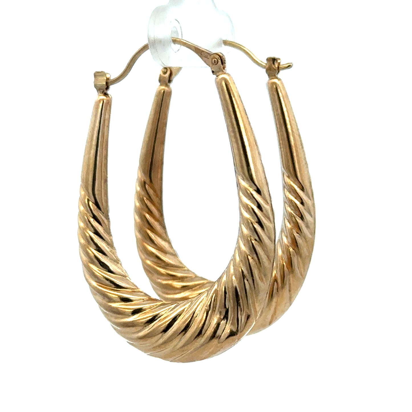Reeves and Sons 9ct yellow gold hoop earrings, 3.4g, shiny and smooth round design, suitable for pierced ears.