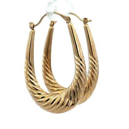 Reeves and Sons 9ct yellow gold hoop earrings, 3.4g, shiny and smooth round design, suitable for pierced ears.