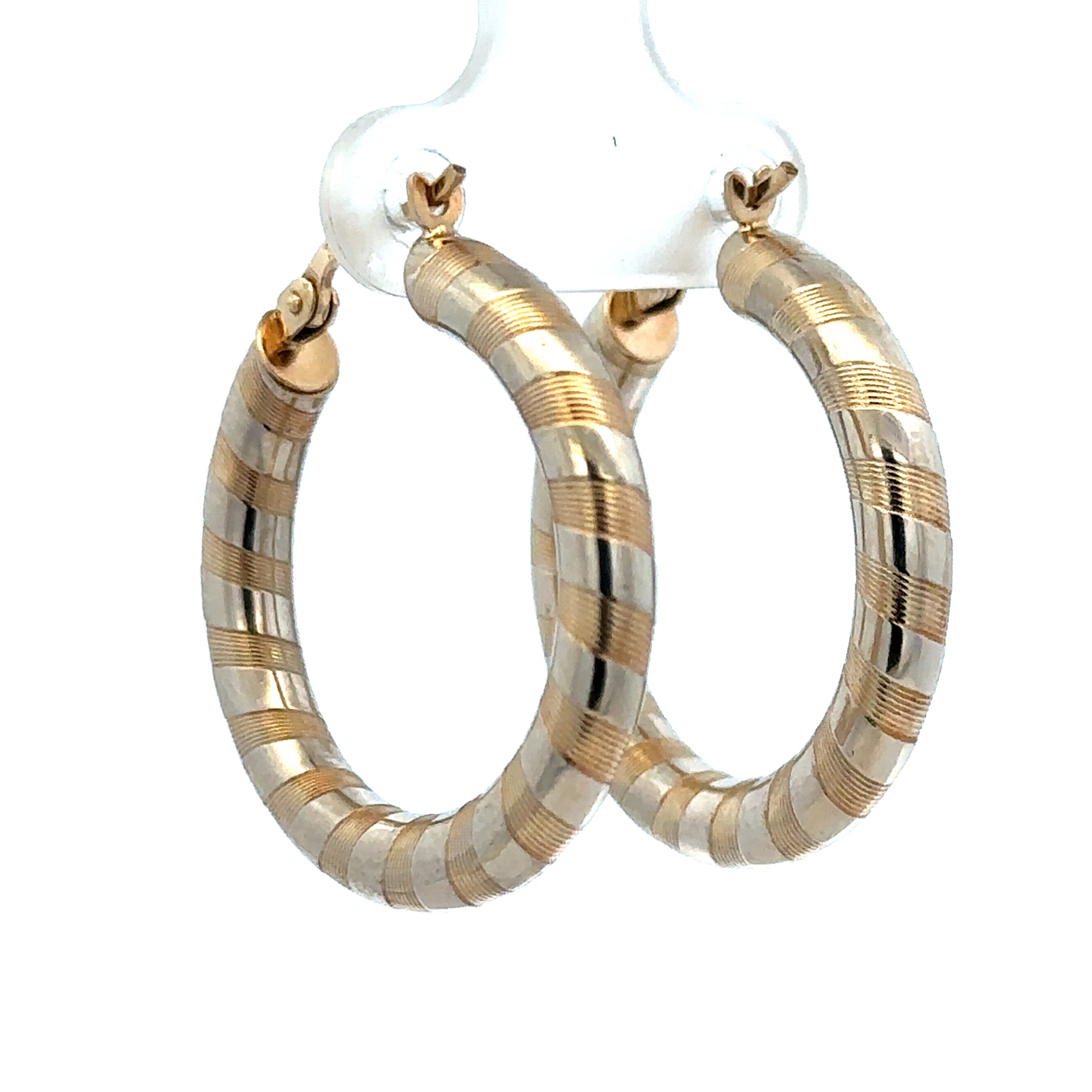9ct yellow gold hoop earrings with a 3.6g weight from Reeves and Sons, showcasing their smooth, polished finish.