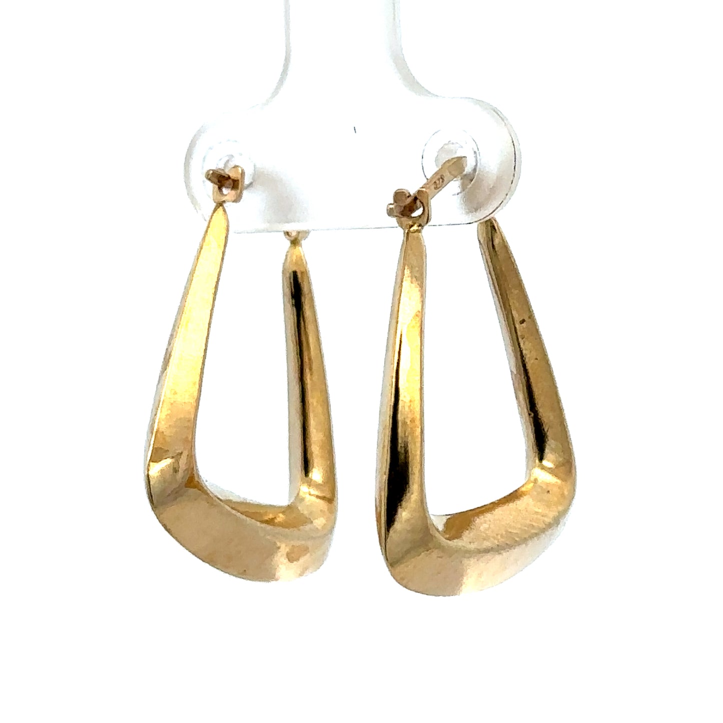 9ct yellow gold hoop earrings weighing 2.1g, stylish and lightweight jewelry from Reeves and Sons, shown in the product image.