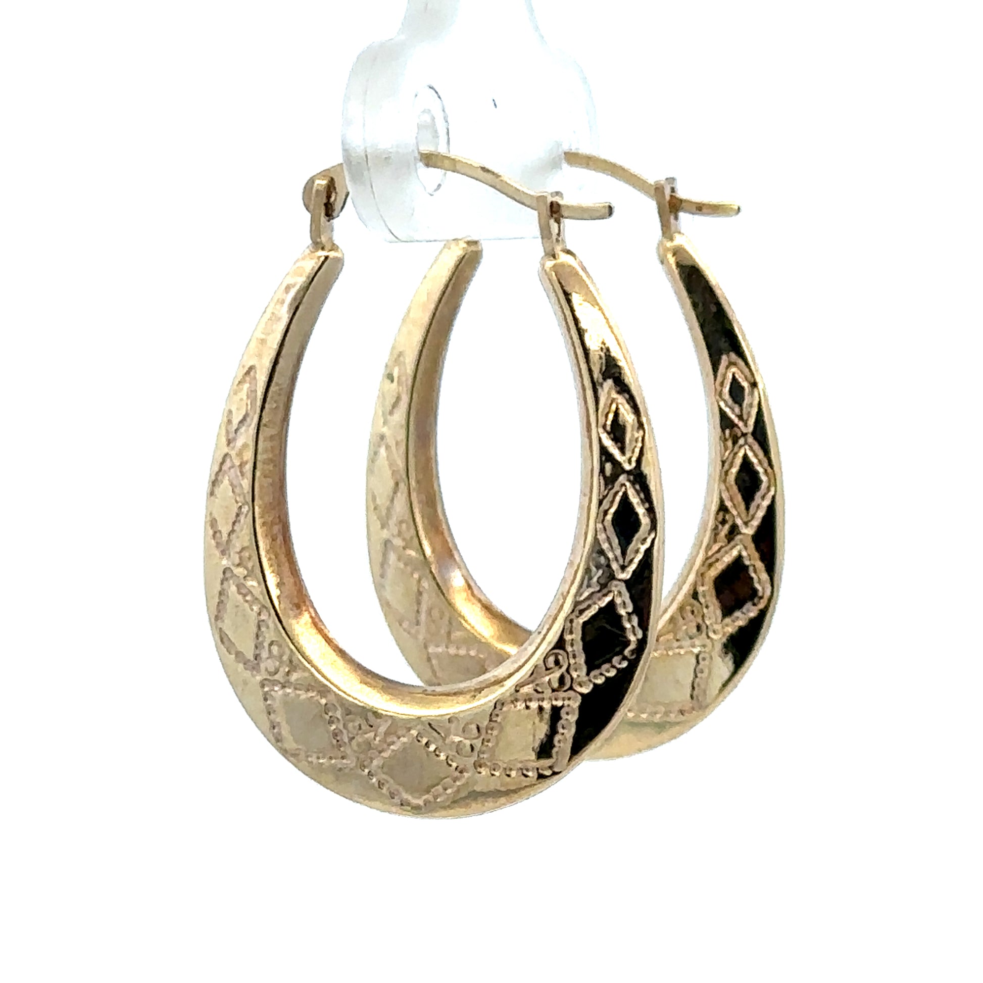 9ct yellow gold hoop earrings with a lightweight 0.6g design, featuring classic round hoops by Reeves and Sons.