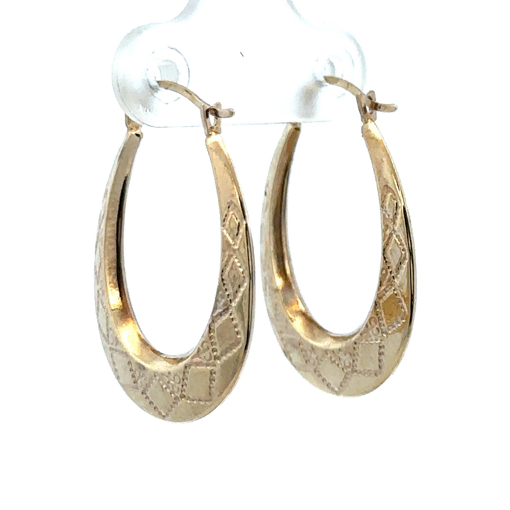9ct yellow gold hoop earrings from Reeves and Sons, lightweight 0.6g with a classic circular design.
