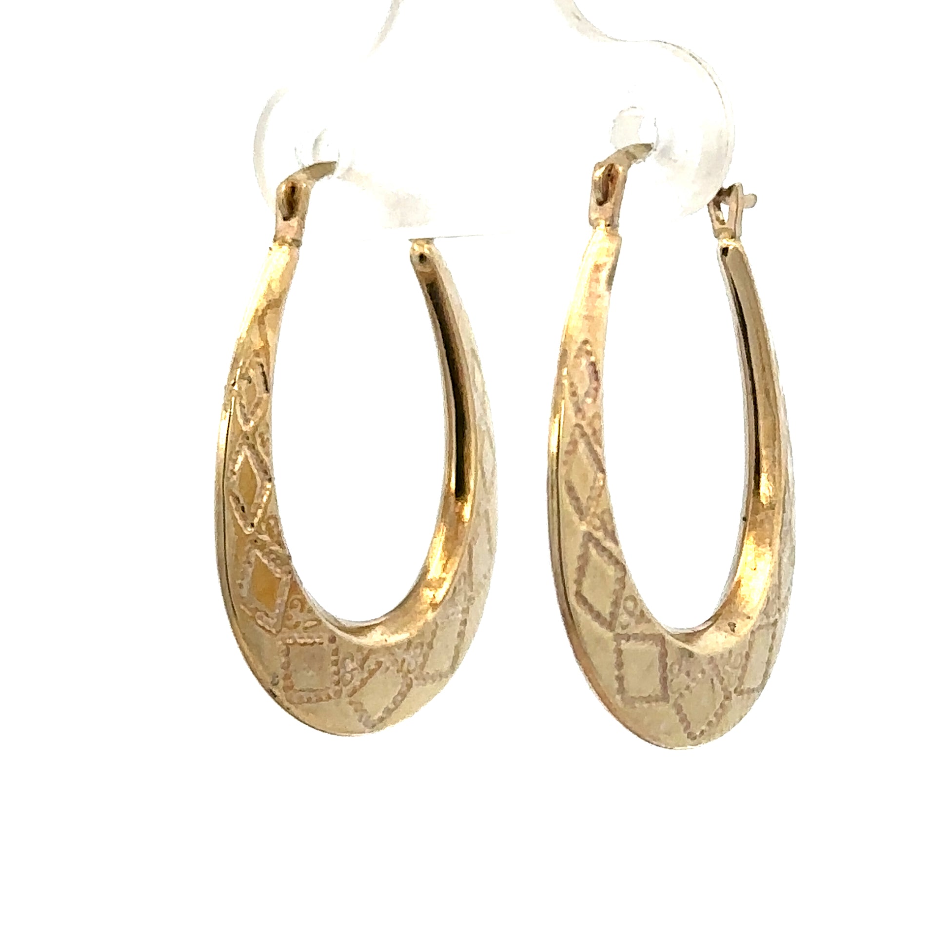 9ct yellow gold hoop earrings with a lightweight 0.6g design, featuring classic circular style from Reeves and Sons.