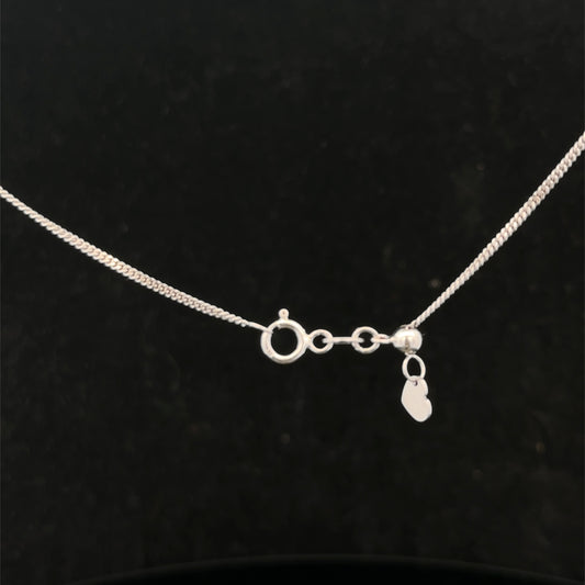 9ct white gold chain weighing 2.7g, featuring a delicate link design, from Reeves and Sons.