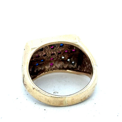 9ct yellow gold signet ring in size Q1/2 with Reeves and Sons branding, featuring a polished smooth surface.