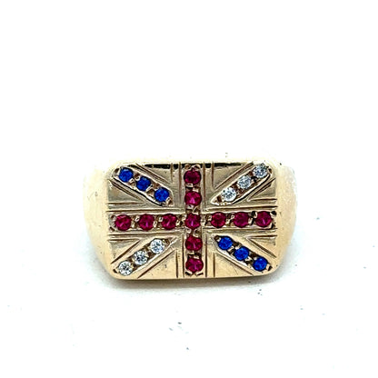 9ct yellow gold signet ring in size Q1/2 by Reeves and Sons, featuring a polished smooth surface and classic design.