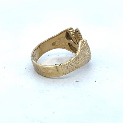 9ct yellow gold ring size U1/2 with a smooth polished band, crafted by Reeves and Sons.