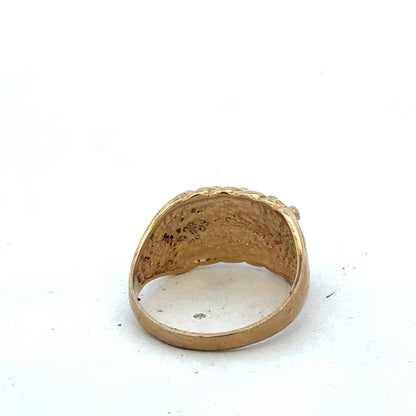 9ct yellow gold keeper ring in size U with a smooth band, crafted by Reeves and Sons.