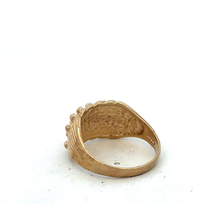 9ct yellow gold keeper ring in size U by Reeves and Sons, featuring a polished band and secure design.