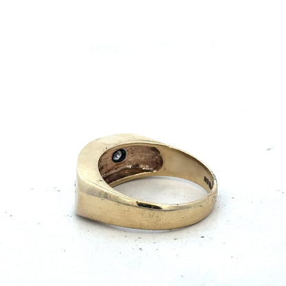 9ct yellow gold diamond ring size T1/2 by Reeves and Sons, featuring a sparkling diamond set in a polished band.