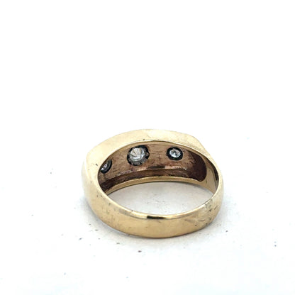 9ct yellow gold diamond ring size T1/2 by Reeves and Sons, featuring a sparkling diamond set in a classic band.