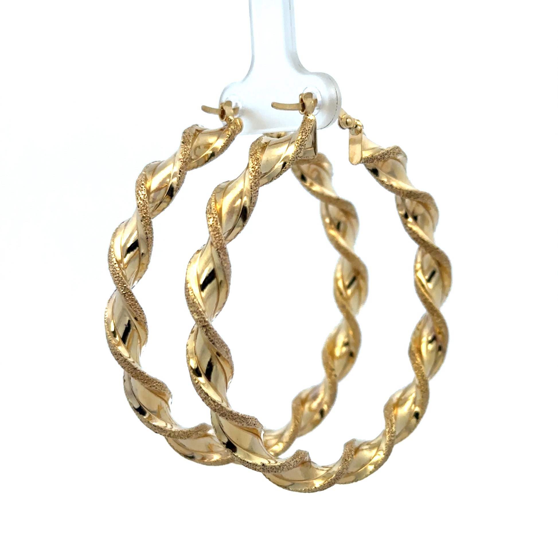 9ct yellow gold hoop earrings weighing 5.8g by Reeves and Sons, featuring a smooth, polished circular design.