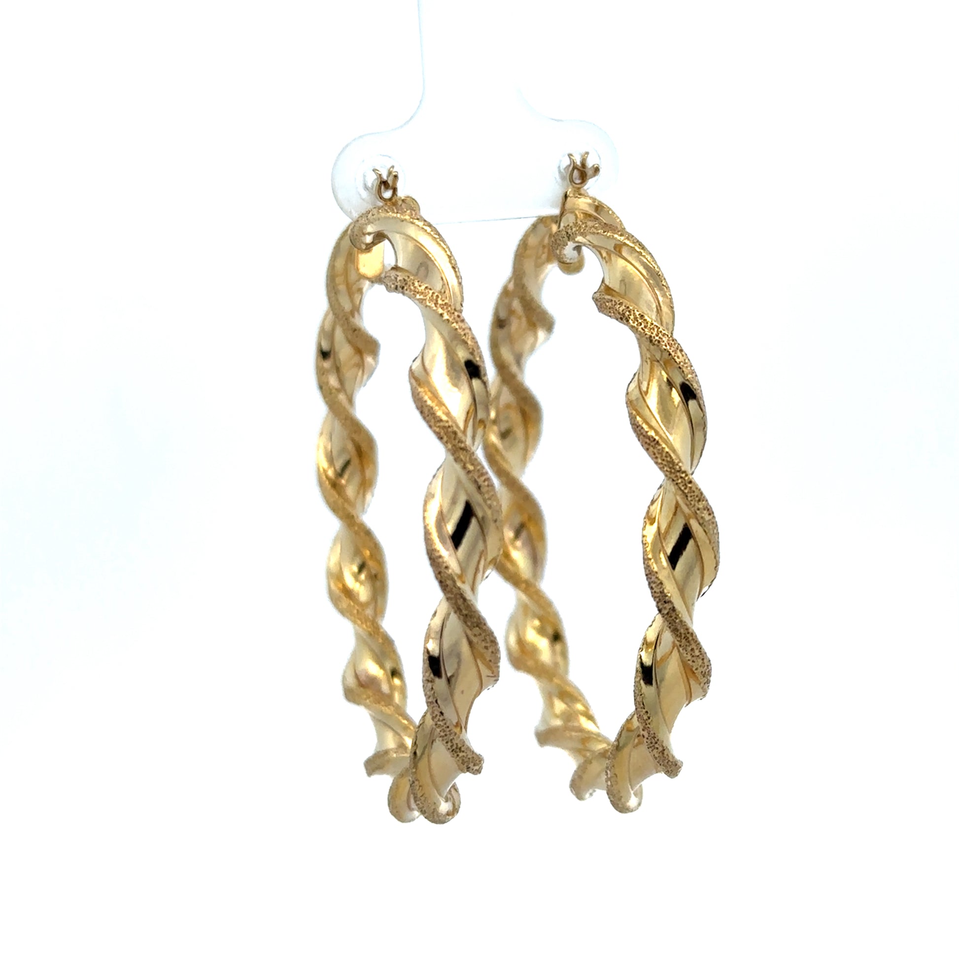 9ct yellow gold hoop earrings weighing 5.8g from Reeves and Sons, close-up of classic round hoop design with polished finish.