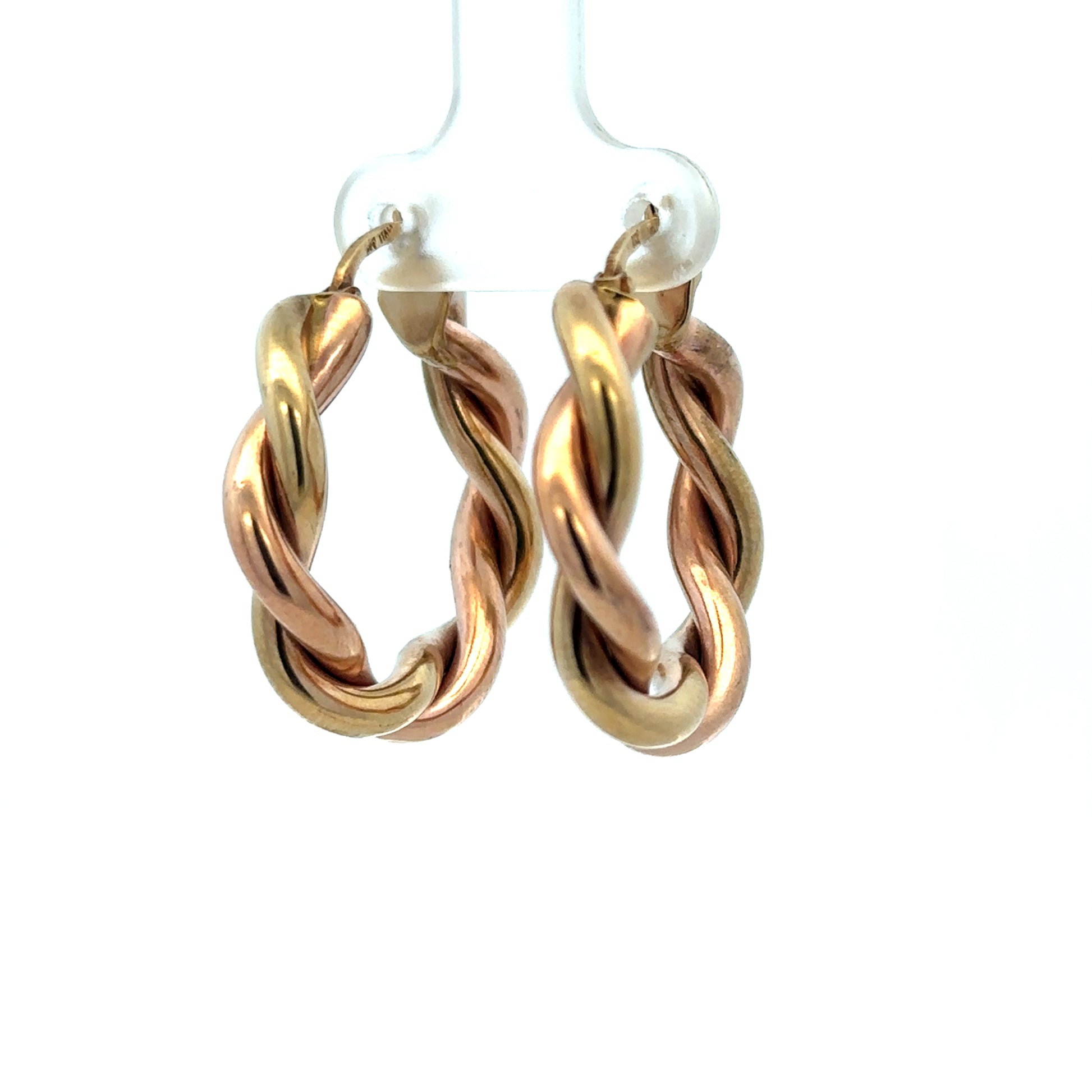 9ct yellow gold hoop earrings weighing 4.8g, stylish jewelry from Reeves and Sons displayed on a neutral background.
