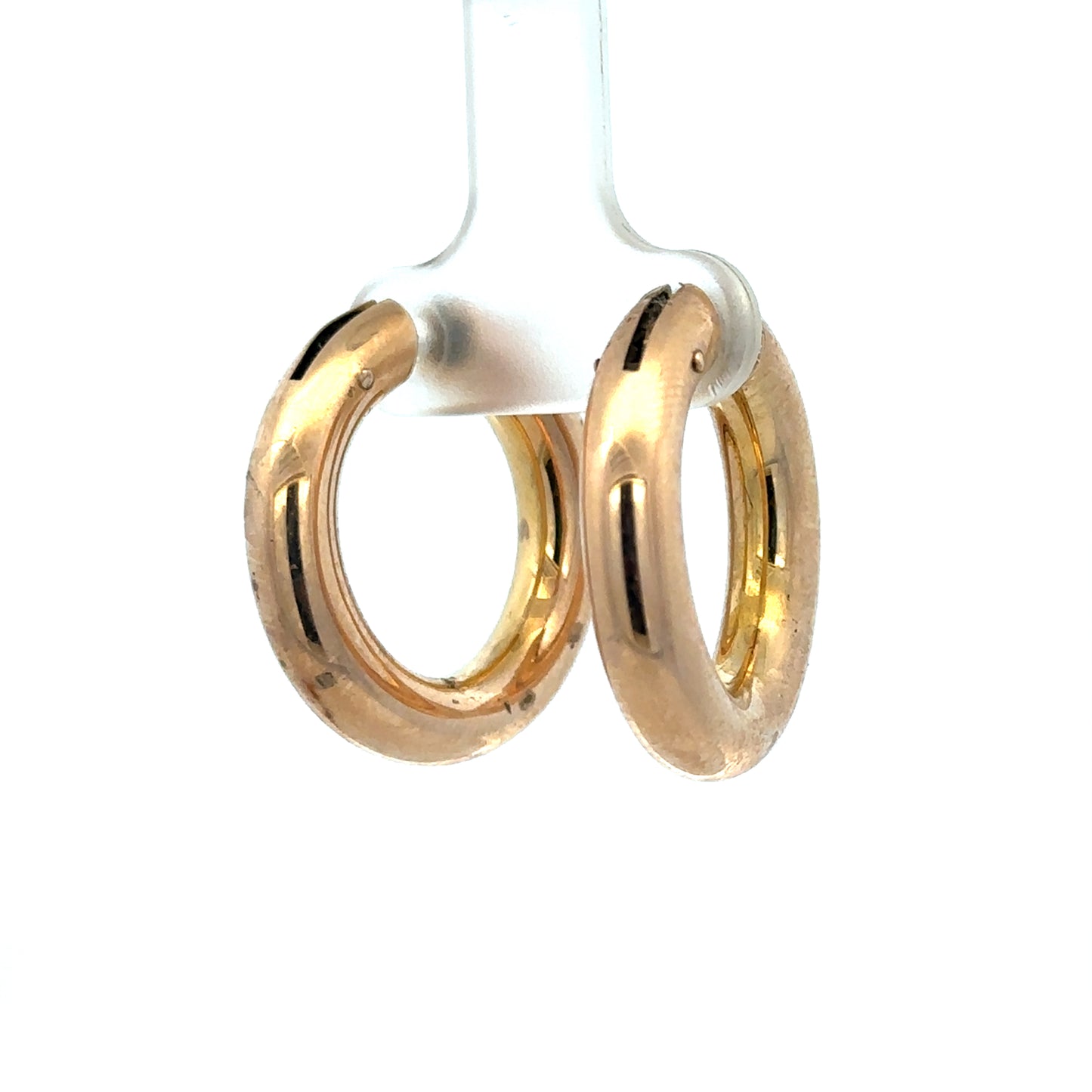 9ct yellow gold hoop earrings weighing 4.5g with a smooth finish, shown on a plain background.