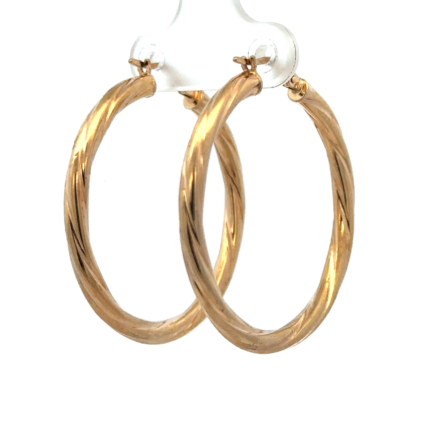 9ct yellow gold hoop earrings weighing 2.5g, featuring smooth, polished hoops from Reeves and Sons.
