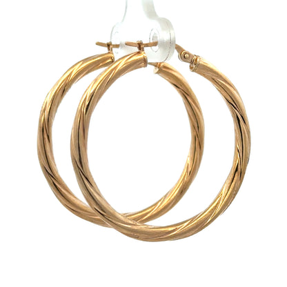 9ct yellow gold hoop earrings weighing 2.5g from Reeves and Sons, close-up image showing polished finish and classic hoop design.