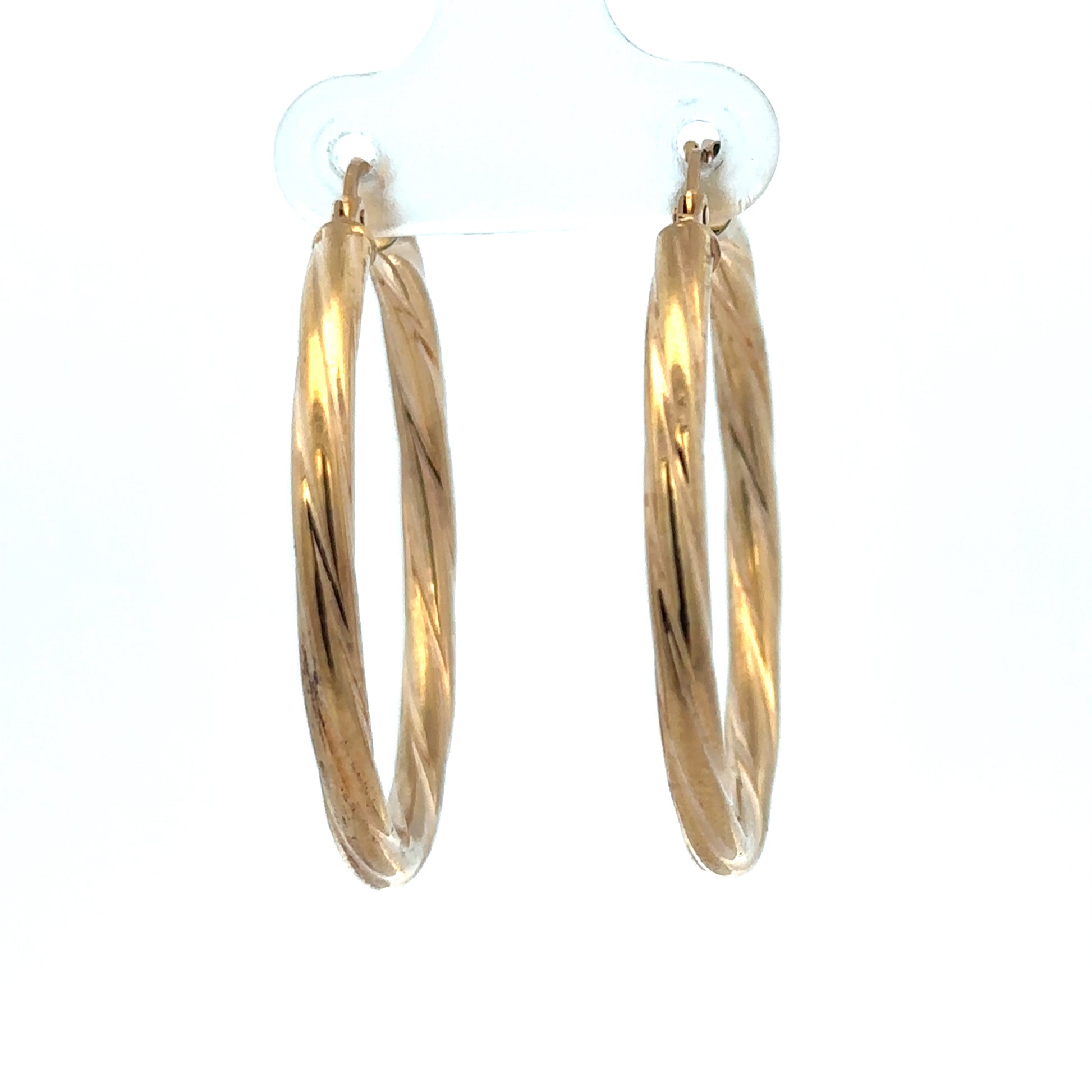Reeves and Sons 9ct yellow gold hoop earrings, 2.5g, with a smooth polished finish, displayed against a neutral background.