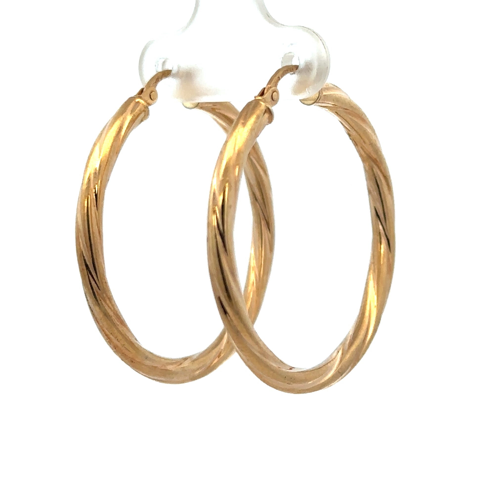 Reeves and Sons 9ct yellow gold hoop earrings, lightweight 2.5g, featuring a classic circular design, shiny finish.