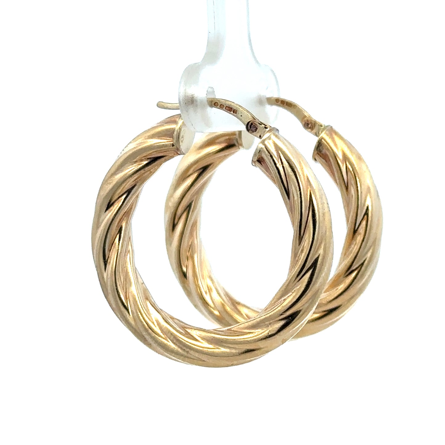 Reeves and Sons 9ct yellow gold hoop earrings, 5.5g, shiny circular earrings for pierced ears.