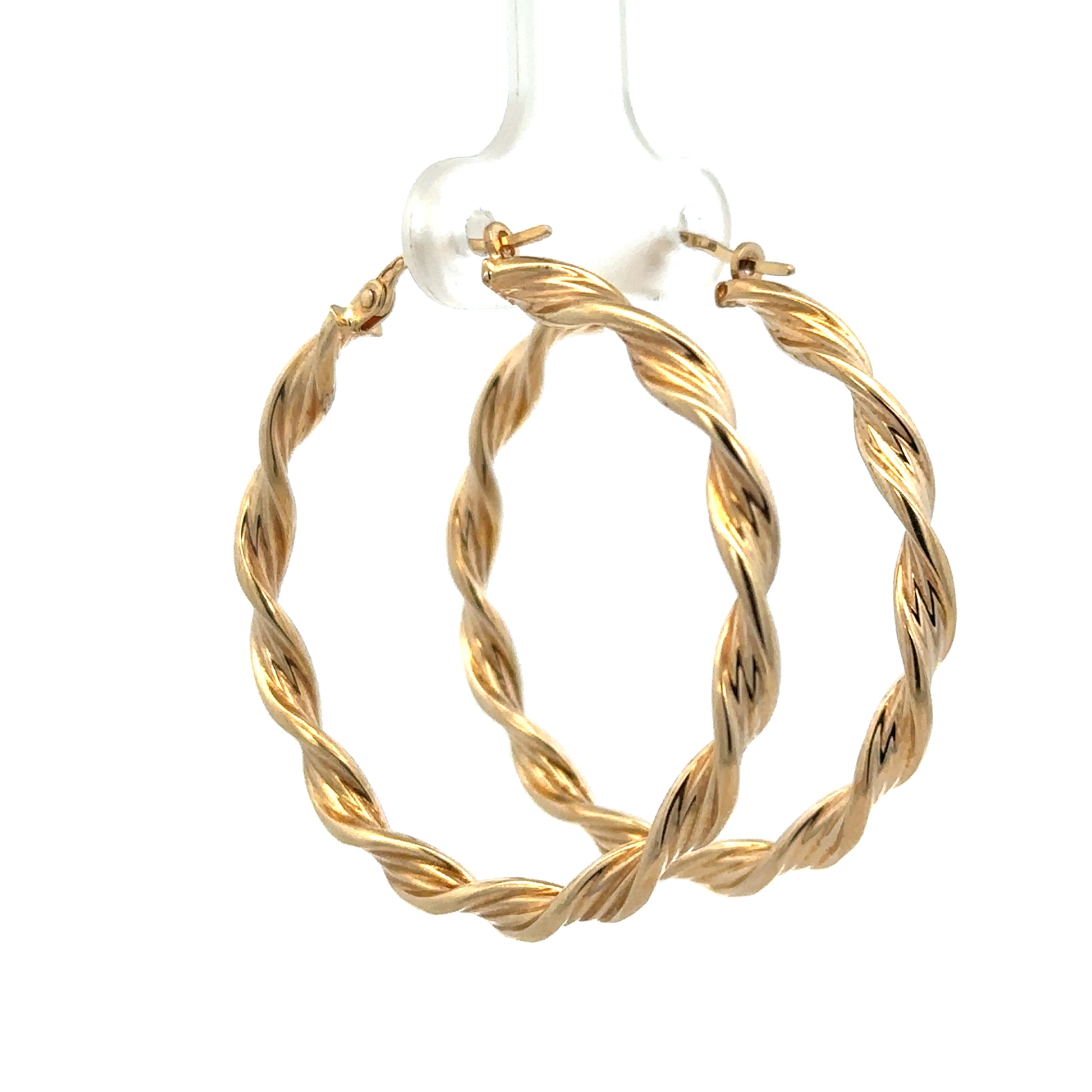 9ct yellow gold hoop earrings weighing 3g from Reeves and Sons, with a smooth circular design and polished finish.