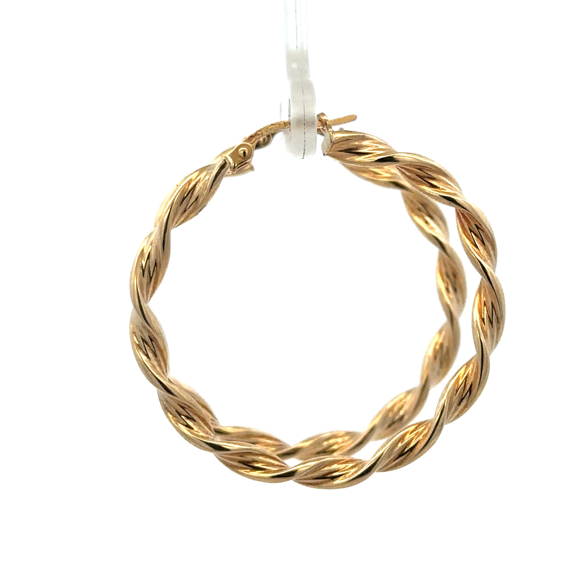 9ct yellow gold hoop earrings weighing 3g from Reeves and Sons, featuring a classic circular design and polished finish.