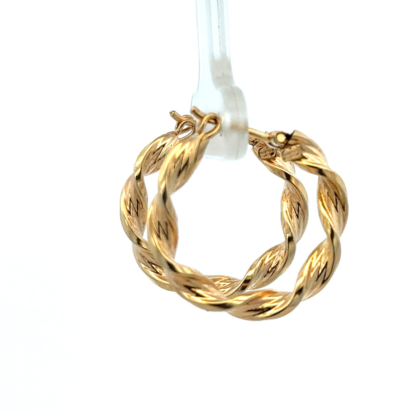 Reeves and Sons 9ct yellow gold hoop earrings, lightweight 1.8g, shown close-up with smooth polished finish.