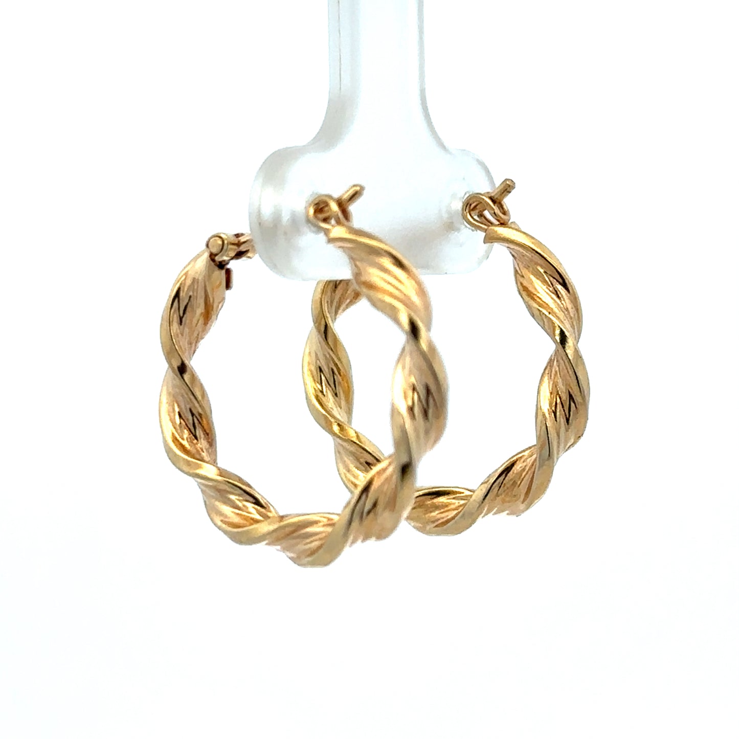 Reeves and Sons 9ct yellow gold hoop earrings, lightweight 1.8g, with smooth polished finish, shown on a plain background.