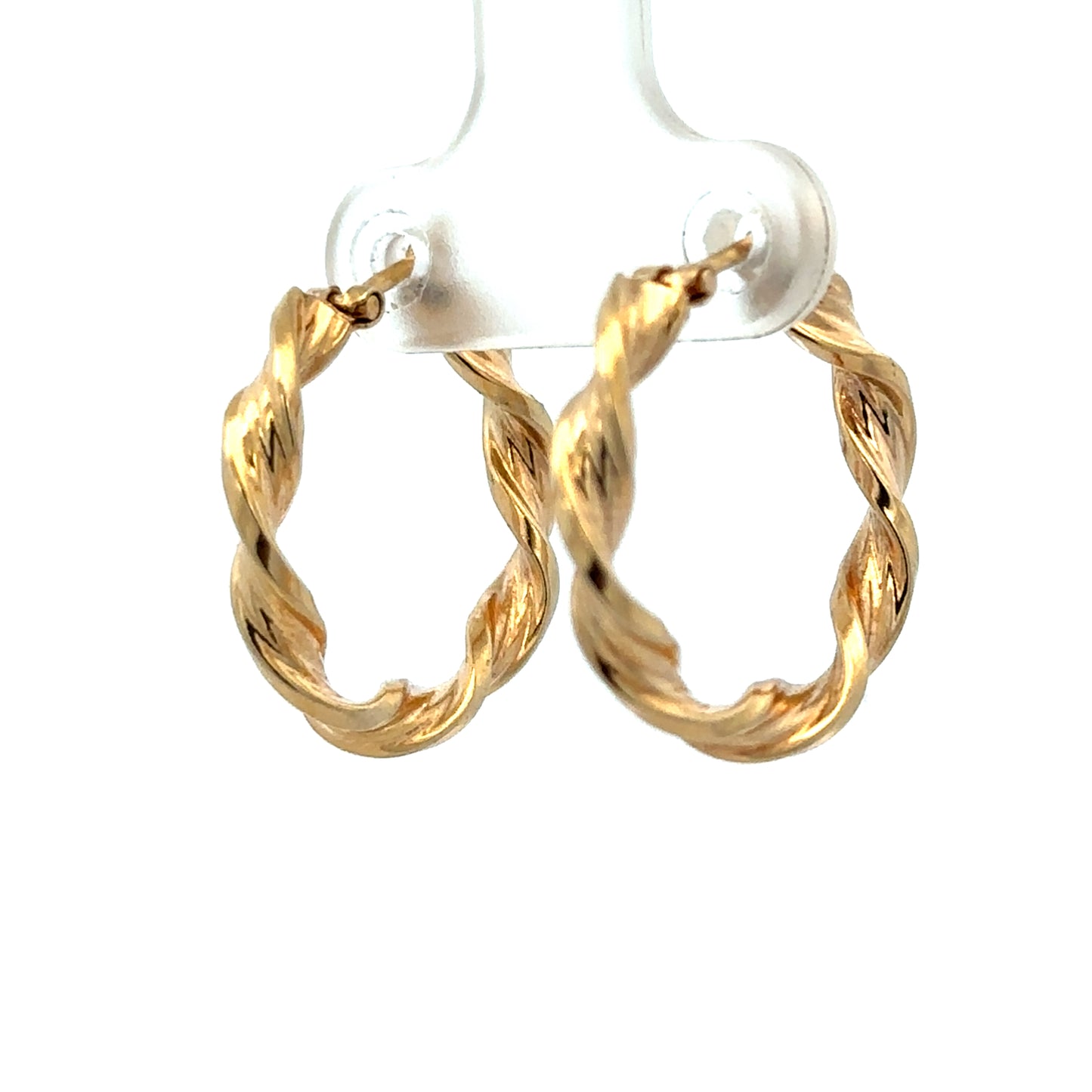 9ct yellow gold hoop earrings weighing 1.8g, featuring a classic circular design from Reeves and Sons.